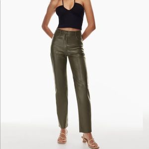 Aritzia Melina Pant (faux leather) in olive green